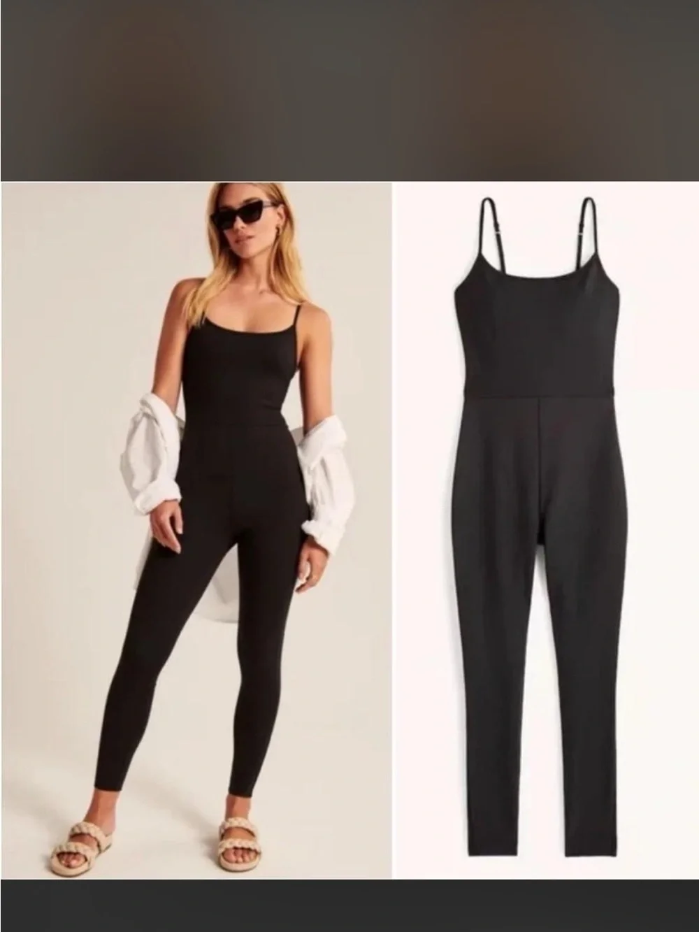 Abercrombie & Fitch Black Unitard Jumpsuit in Medium TALL